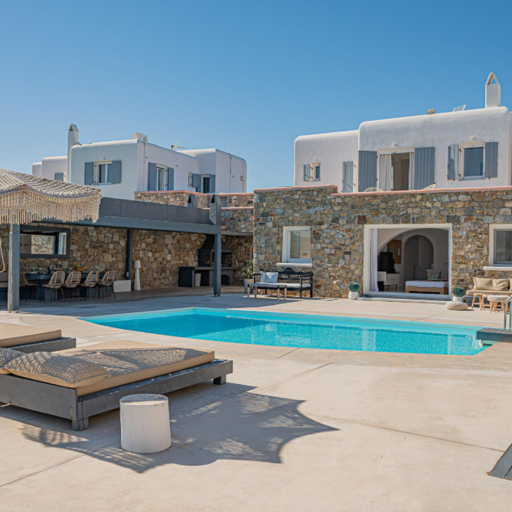Villa Azure | ViLLa à Mykonos 1 Location Villa Azure Mykonos – vue extérieure de la propriété