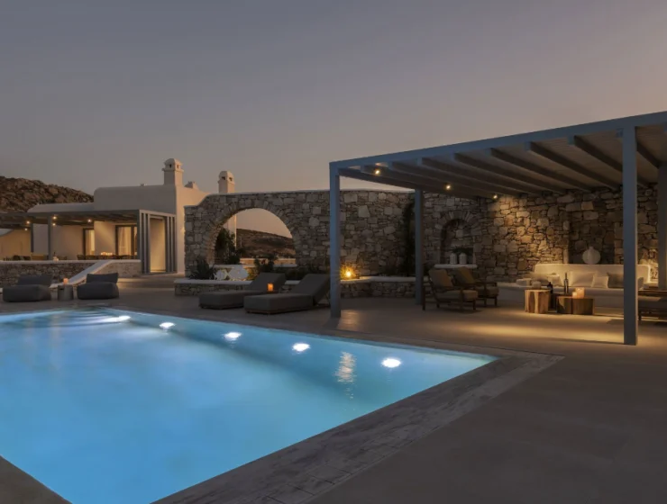Location Villa Mathis Mykonos – façade de la villa