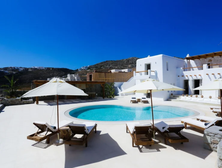 Location Villa Veneta Mykonos – façade de la villa