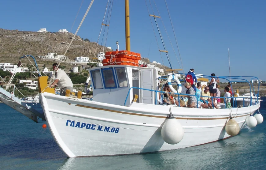 Croisière d’une journée en bateau traditionnel le long de la côte sud de Mykonos