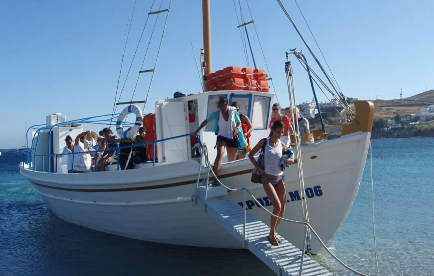 Croisière d’une journée en bateau traditionnel le long de la côte sud de Mykonos