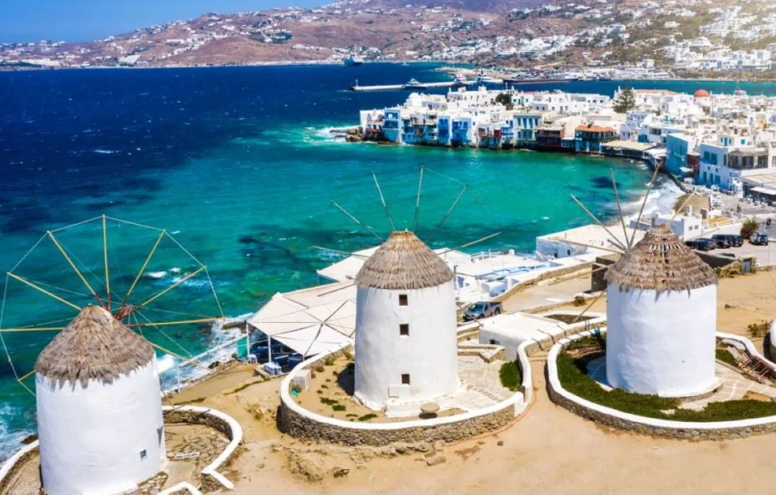 Excursion guidée en bus à la découverte de l’île & visite de la ville de Mykonos à pied