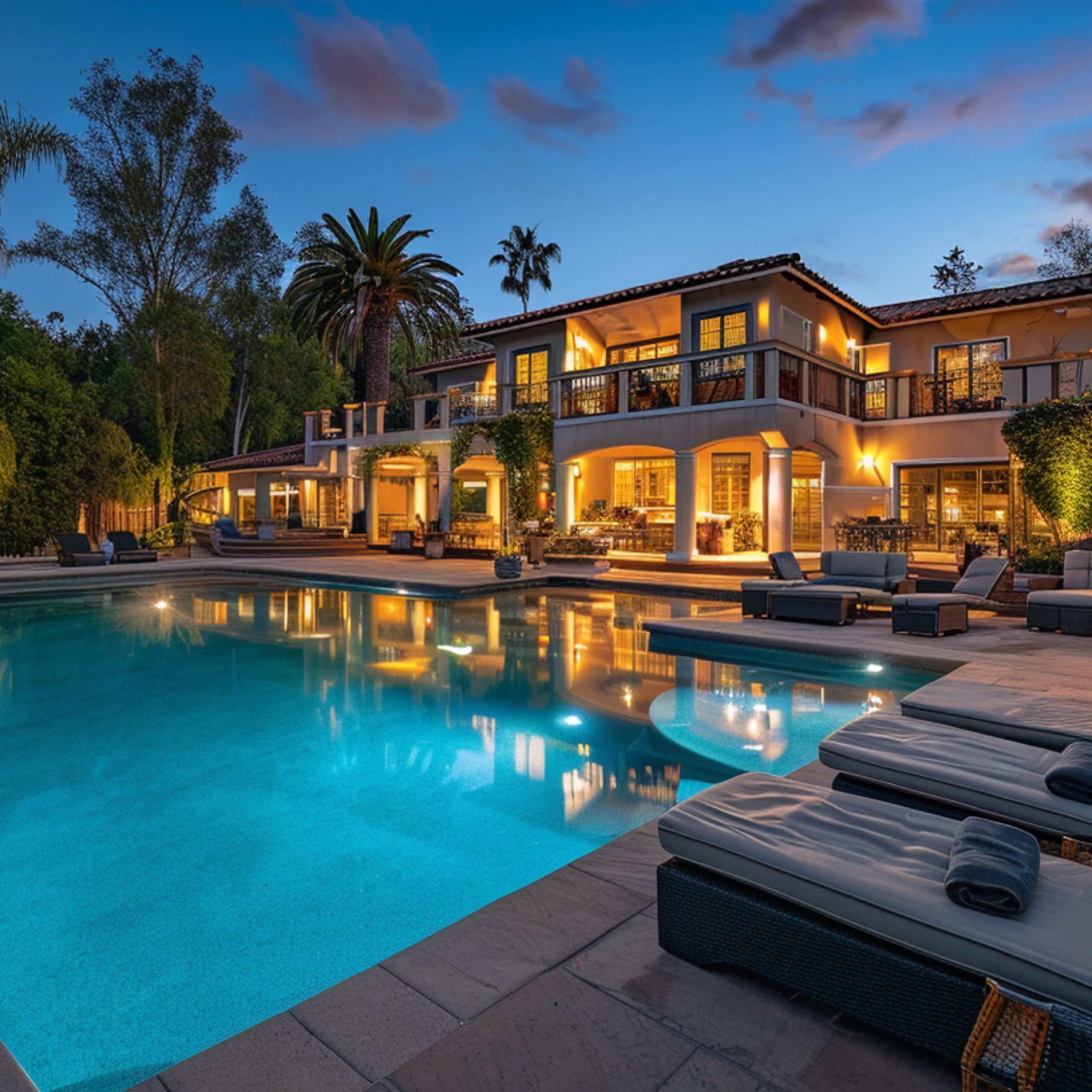 A movie night by the pool for the whole family, complete with a large screen, comfy seating, and a selection of favorite films